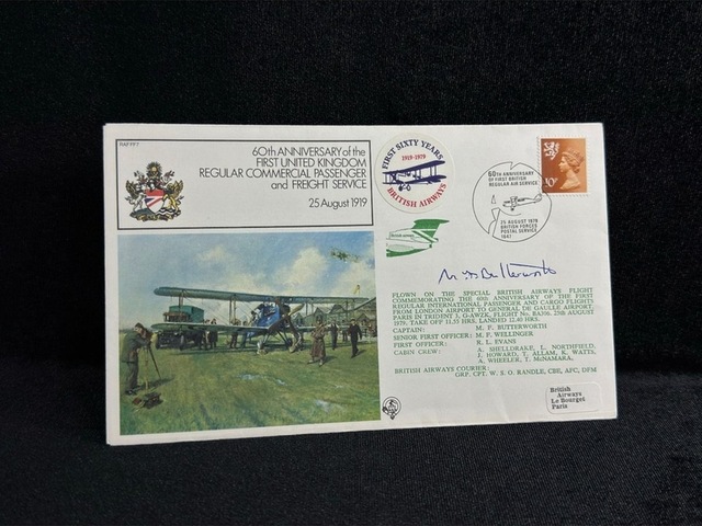 1979 İngiltere Hava Yollarının Islak İmzalı Özel Gün Damgalı İlk Gün Zarfı Aerophilately Gb 1979 Re Teşhir Ürün