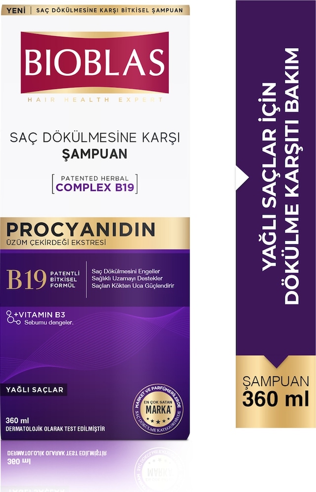 Bioblas Procyanidin Yağlı Saçlar İçin Şampuan 360 Ml - Saç Dökülmesine & Yağlanmaya Karşı