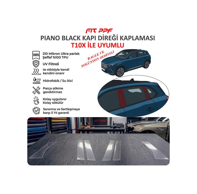 T1ox İle Uyumlu Hazır Kesim Piano Black Kapı Yan Direk Kaplamalar
