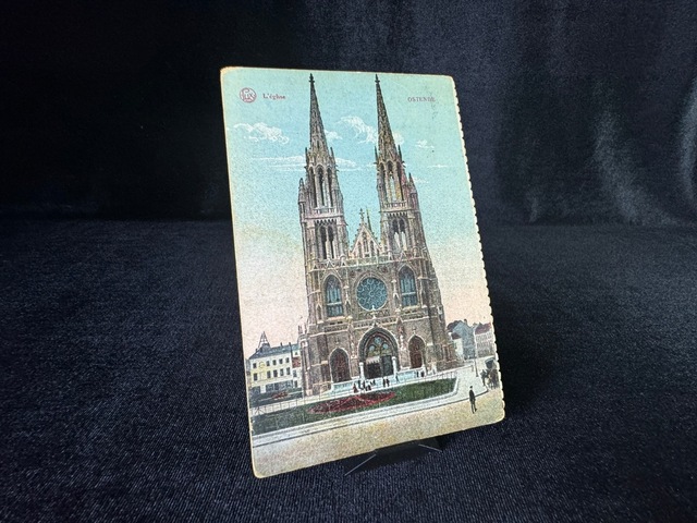 1921 Belçika'dan Amerika'ya Postalanmış Ostende L Eglise Kilise Belgium Teşhir Ürün