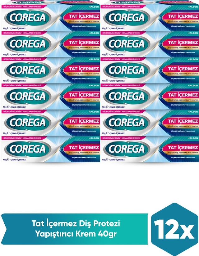 Corega Tat İçermez Yapıştırıcı Krem 12 x 40 G