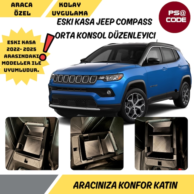 Eski Kasa Jeep Compass Orta Konsol Düzenleyici Ve Organizer 2022-2025 Modelle Uyumlu