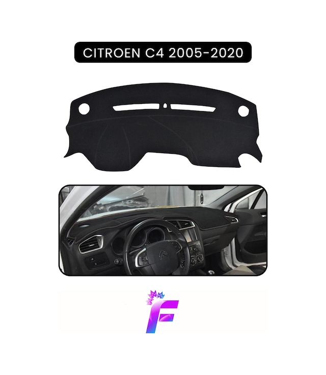 Cıtroen C4 2005-2020 Uyumlu Ön Göğüs Koruma Hızlı Montaj Kaymaz Tasarım Tam Uyum D78 Torpido Halısı