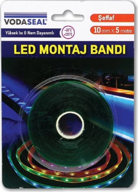 Vodaseal Şeffaf Led Montaj Bandı 10mm x 5 Metre