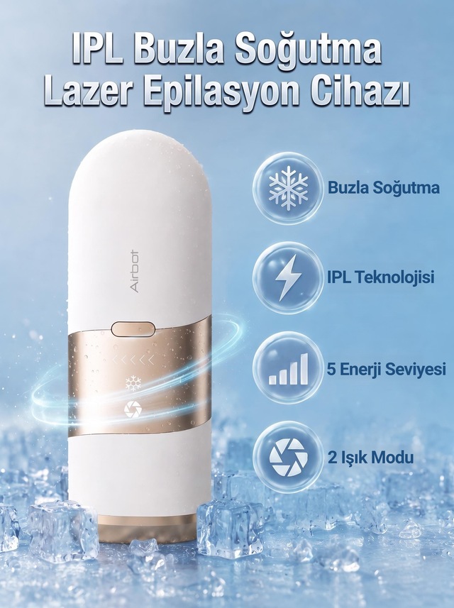 Airbot Aria Opal Ipl Tüy Alma Cihazı - Buz Soğutmalı Lazer Epilasyon Cihazı- Şampanya Altını