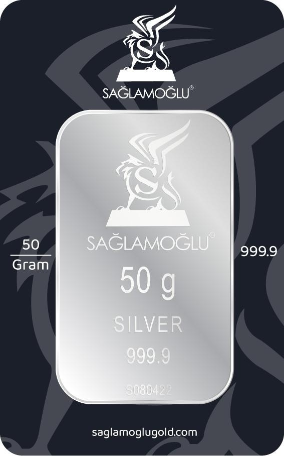 50 Gram Külçe Gümüş 999 / 999,9 Saflık Yatırımlık Gram Gümüş, Rafineri Ambalajlı