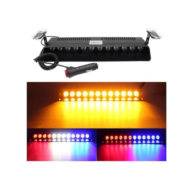 Cam Içi Çakar Led - 12 Ledli Çakar Vantuzlu Kırmızı-Beyaz-Mavi