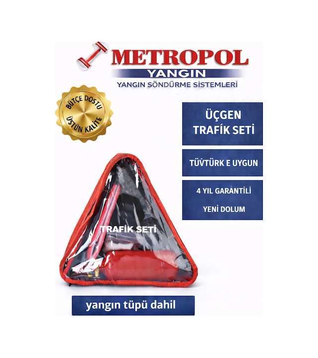 Belgeli Tüvtürk Uyumlu Üçgen Trafik Seti Bez Çantalı Karayolları Onaylı - 874366504