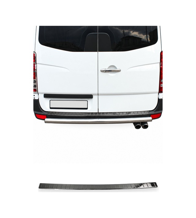 Mercedes Sprinter W906 / Vw Crafter 2006-2018 Uyumlu Krom Arka Tampon Eşiği Paslanmaz Çelik Siyah