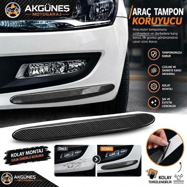 Araç Tampon Koruyucu Şerit Tampon Lipi Çizilme Darbe Koruma Bandı Oto Aksesuar Karbon
