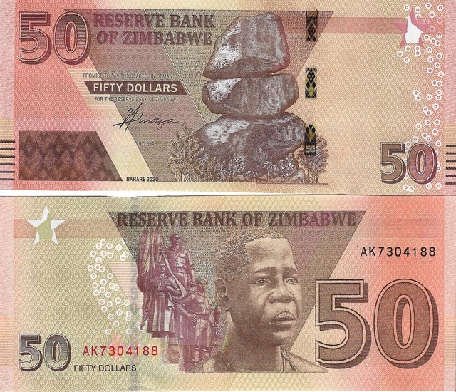 Zimbabwe 2020 Yılı 50 Dolar Yabancı Kağıt Para Çil Unc Koleksiyon Para