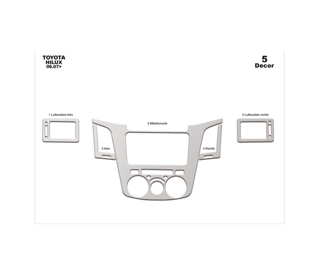 Toyota Hilux Pick-up Torpido Kaplama 2006-201 5 Parça Alüminyum