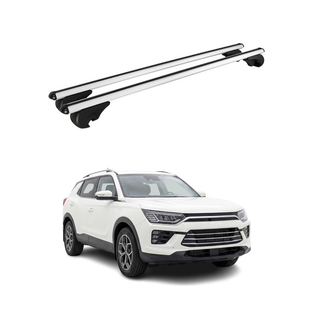 Ssangyong Korando Iv 2019-2027 Arası Uyumlu Port Bagaj Taşıyıcı Ara Atkı Alüminyum Gümüş 2 Parça