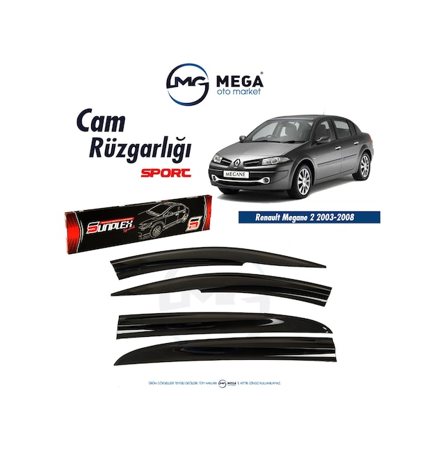 Renault Megane 2 Sedan 2003-2008 Cam Rüzgarlık Mugen Tip Sunplex