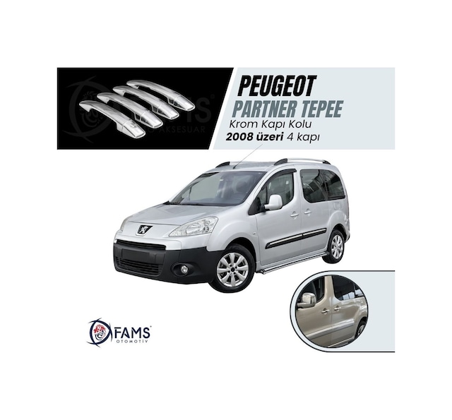 Peugeot Partner Tepee Krom Kapı Kolu 4 Kapı 2008 Üzeri P.Çelik