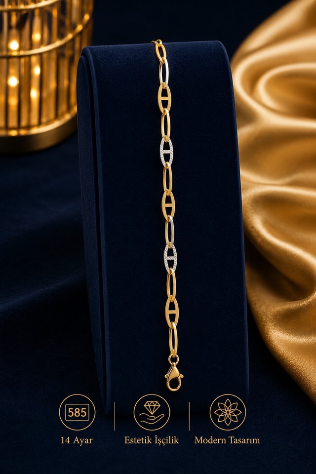 Aks Gold 14 Ayar Mariner Zincir Bileklik 2,80 Gram 20 Cm