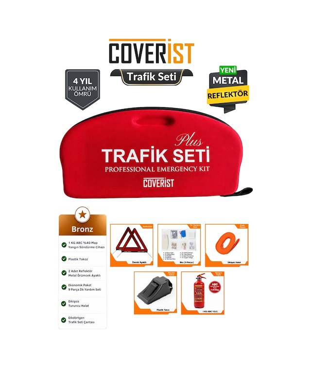 Eva Trafik Seti - 1 Kg Yangın Tüpü - 4 Yıllık - Kırmızı - Bronz Paket