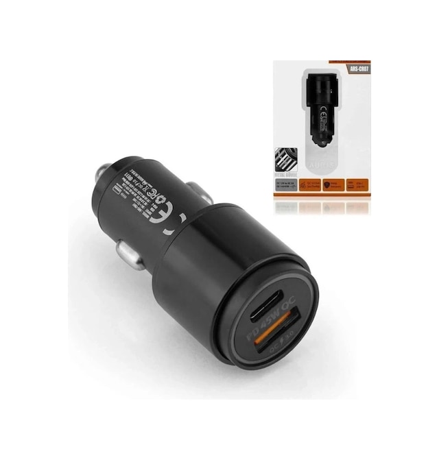 45w Pd Usb Oto Şarj Kafa Şarj Çakmaklık Adaptörü, Usb-c Ve Usb-a Çıkışlı, İphone Ve Android Uyumlu