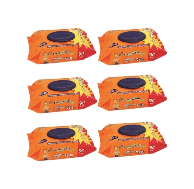 Freshnsoft Fresh'N Soft Islak Mendil Havlu 90'Lı Kapaklı 6 Paket