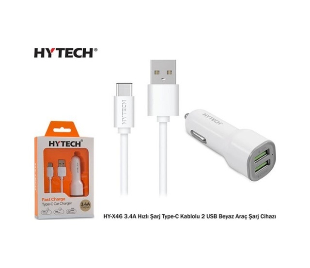 Hytech Hy-x46 Type-c 3.4a Beyaz Araç Şarj Cihazı
