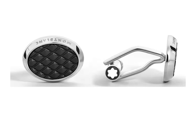 Montblanc Meisterstück Geometrik Siyah Lake Kakmalı Oval Kol Düğm