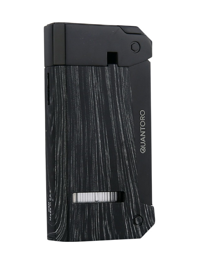 Quantoro Tek Torch Pürmüz Delicili Siyah Ahşap Desenli Metal Puro Çakmağı - Trz1206
