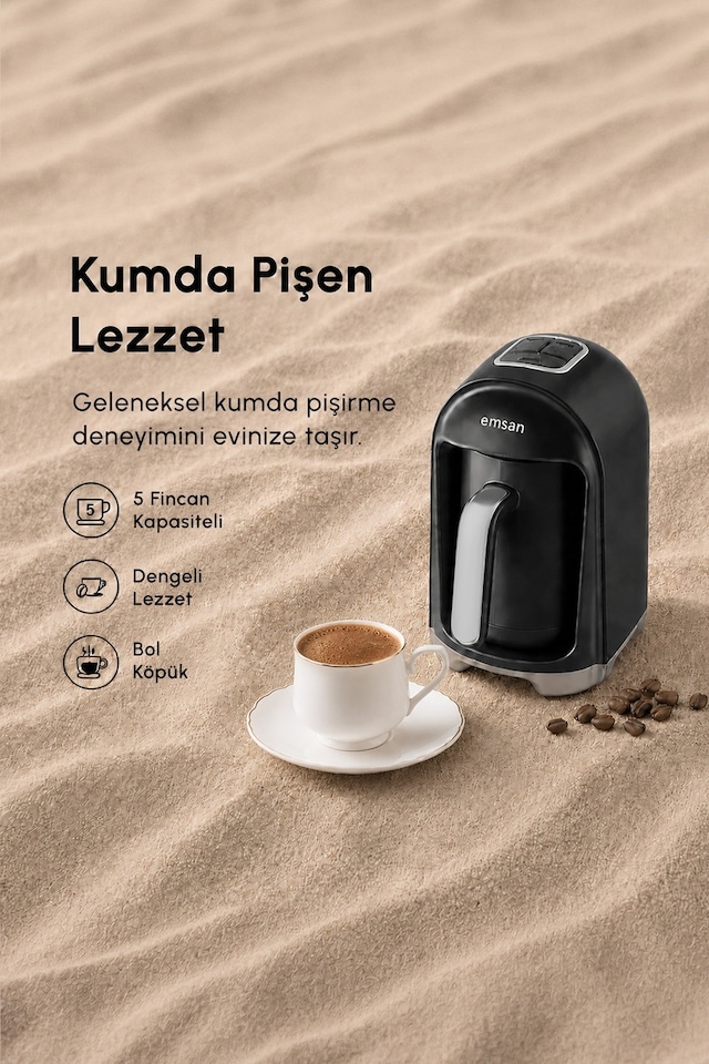 Emsan Kumda 5 Fincan Kapasiteli Türk Kahve Makinesi