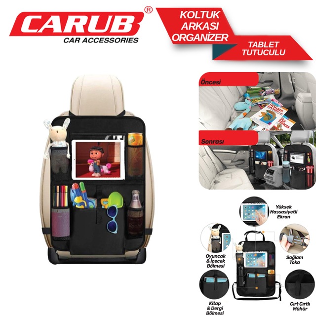 Carub Araç Koltuk Arkası Organizer Tablet Tutuculu