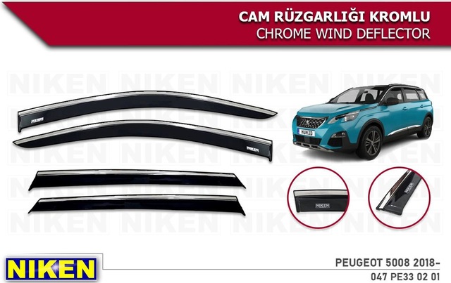 Peugeot 5008 Kromlu Cam Rüzgarlığı Niken 2017+
