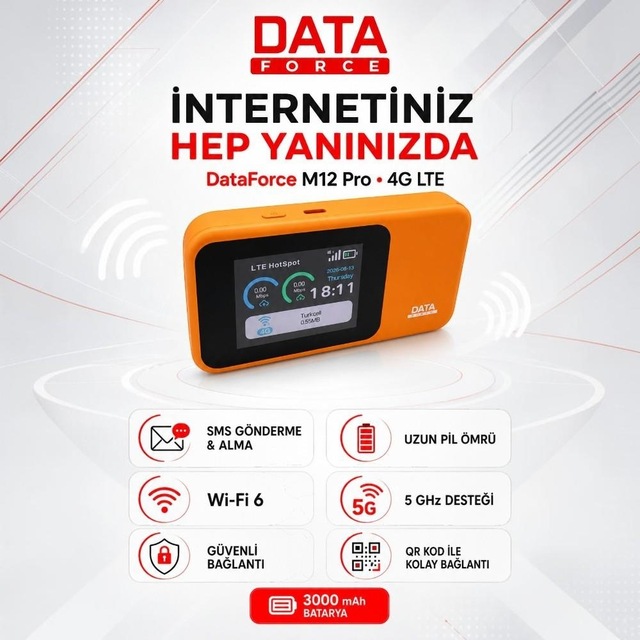 Data Force M12-pro 4g Lte Sim Destekli Wifi 6 Taşınabilir Modem