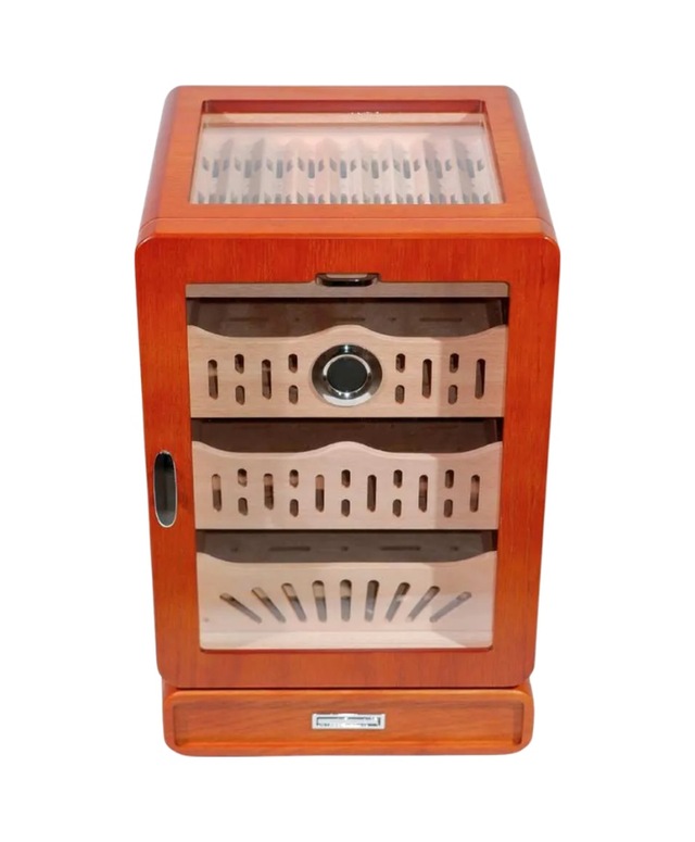 Premiumquality Ahşap Aksesuar Çekmeceli Camlı Sedir Humidor Puro Kutusu - Tr8822