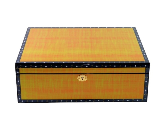 Premiumquality Flamengo Sarı Desenli Sedir Humidor Puro Kutusu - Tr8787