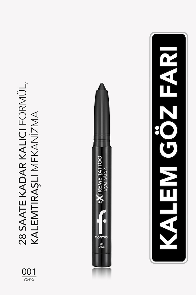 Flormar Extreme Tattoo Mat & Işıltılı Asansörlü Kalemtıraşlı Jel Göz Kalemi & Far Stick 8682536118965 001onyx