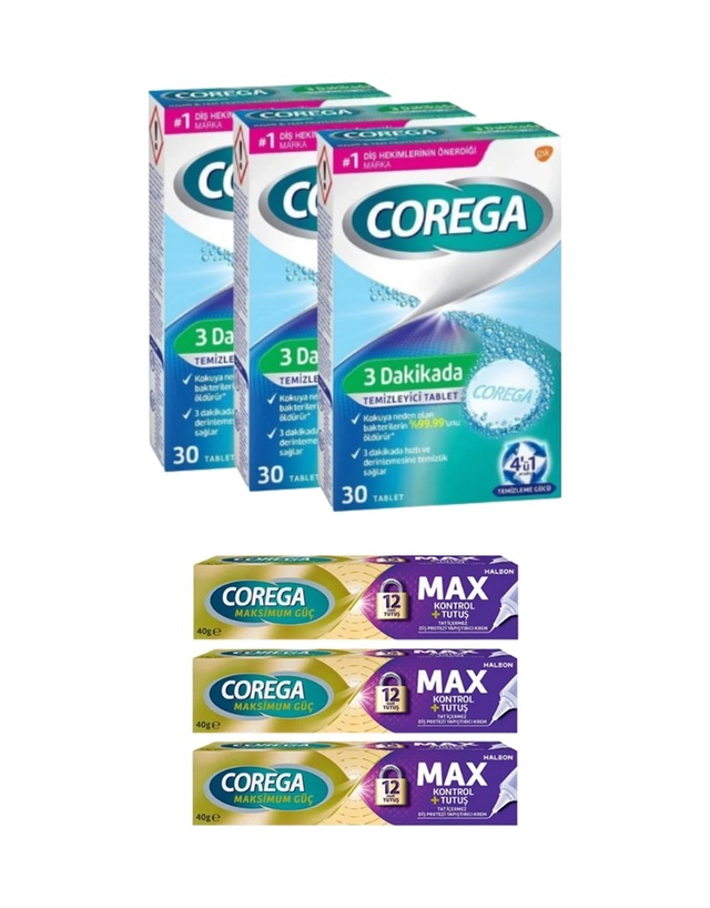 X3 3 Dakikada Diş Protezi Temizleyici 30 Tablet + X3 Max Kontrol + Tutuş Protez Yapıştırıcı 40 Gr