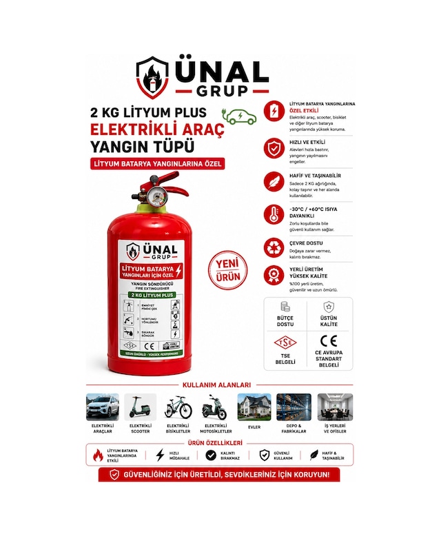 2 Kg Elektrikli Araç Lityum Yangın Söndürücü Kkt Yangın Tüpü Ev Ofis