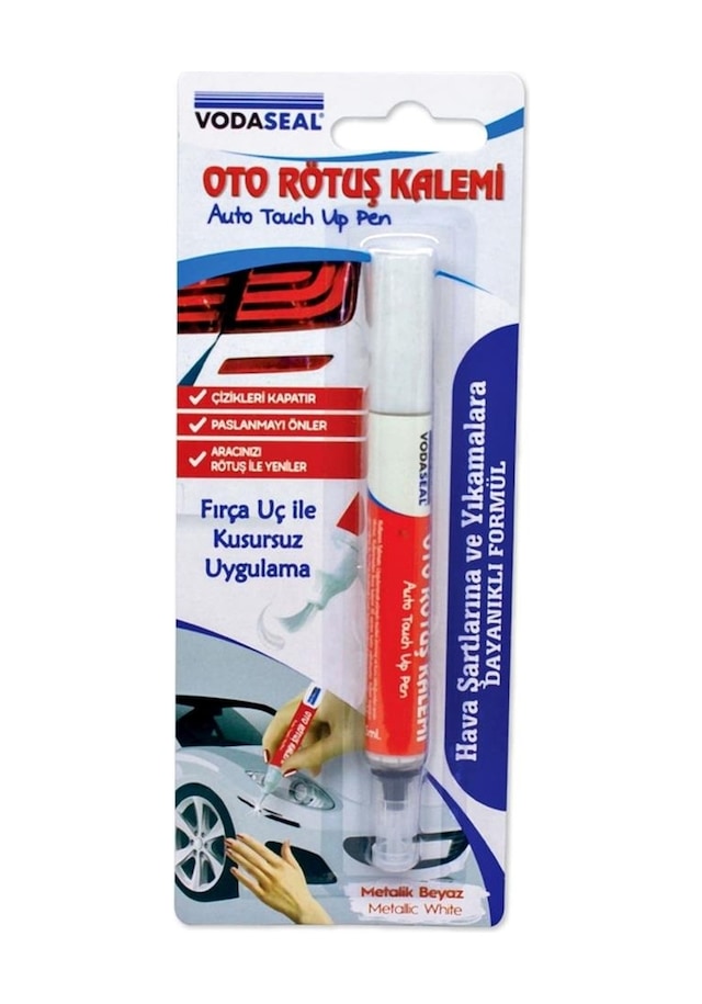 Vodaseal Araç Oto Rötuş Çizik Kalemi Metalik Beyaz Boya Kalemi
