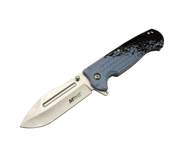 4281 Mavi Kamp Çakı 21cm - Yarı Otomatik, Kemerlikli, Oluklu