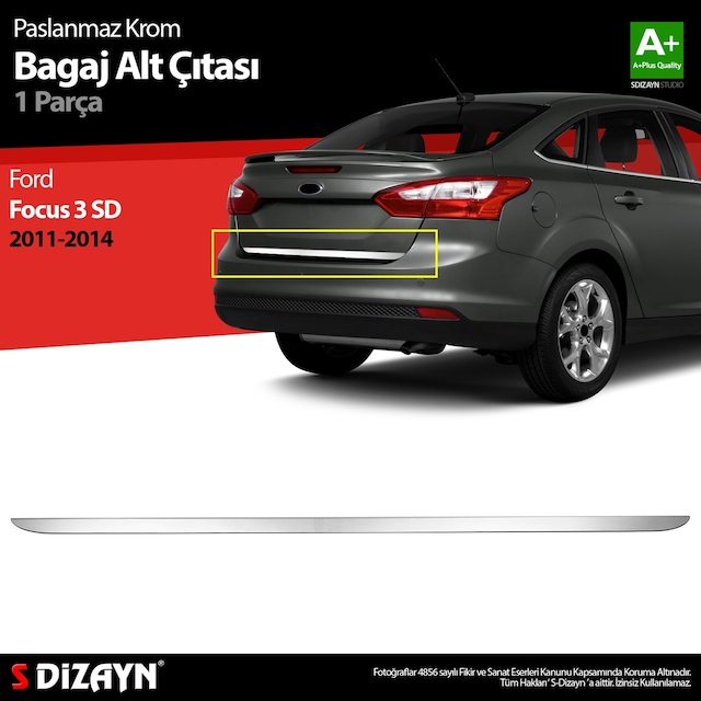S-Dizayn Ford Focus 3 Sd Krom Bagaj Alt Çıtası 2011-2018 N11.4994