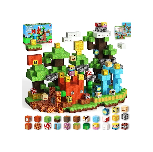 Manyetik Yapı Blokları Mario Adventure Teması 150 Parça, 3 Yaş Ve Üzeri Çocuklar İçin Eğitici Stem O