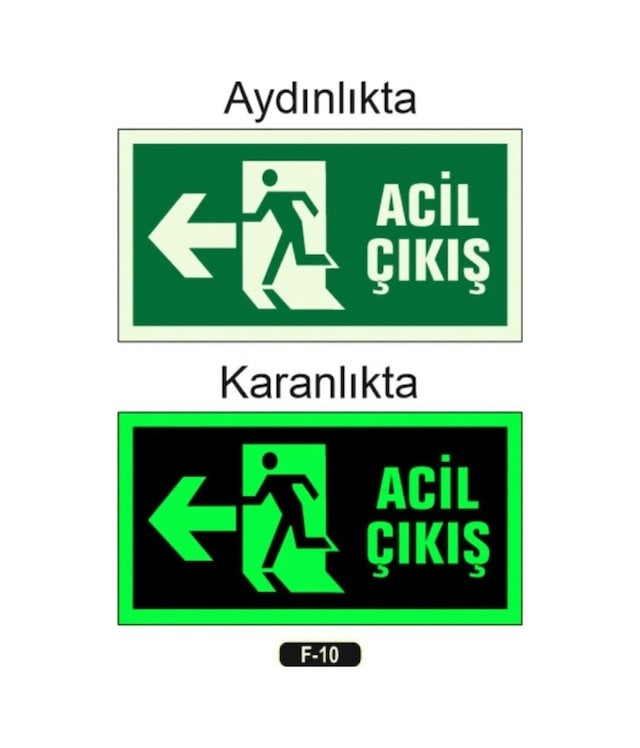 Fotolümen Fosforlu Acil Çıkış Sol Yön Levhası