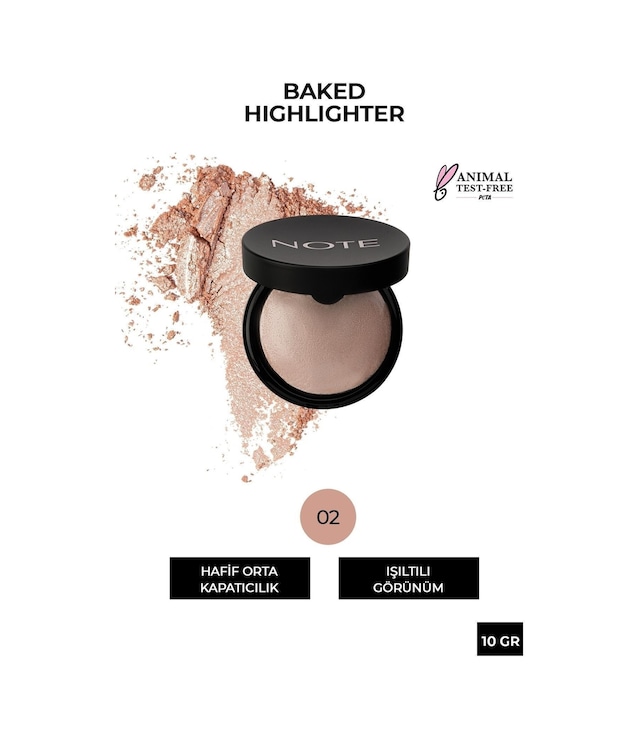 Baked Highlighter Işıltılı Fırınlanmış Toz Aydınlatıcı - 02 Sunkiss
