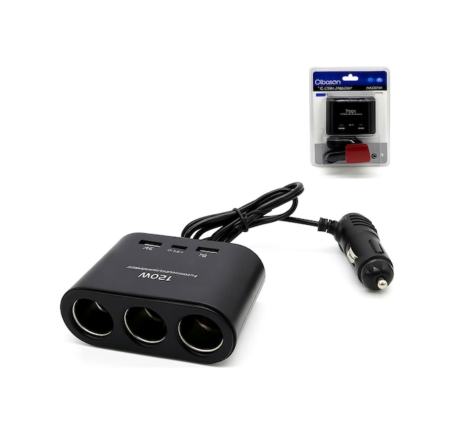 Oto Sarj Çakmak Çoğaltıcı Çift Usb Ve Type C Girişli 3'lü 120w