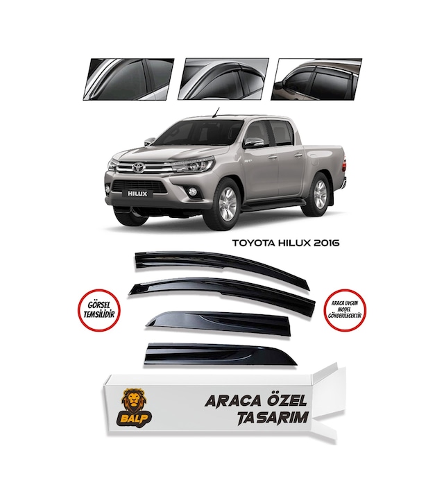 Toyota Uyumlu Hilux Cam Rüzgarlığı 4lü 2016 ve Üzeri