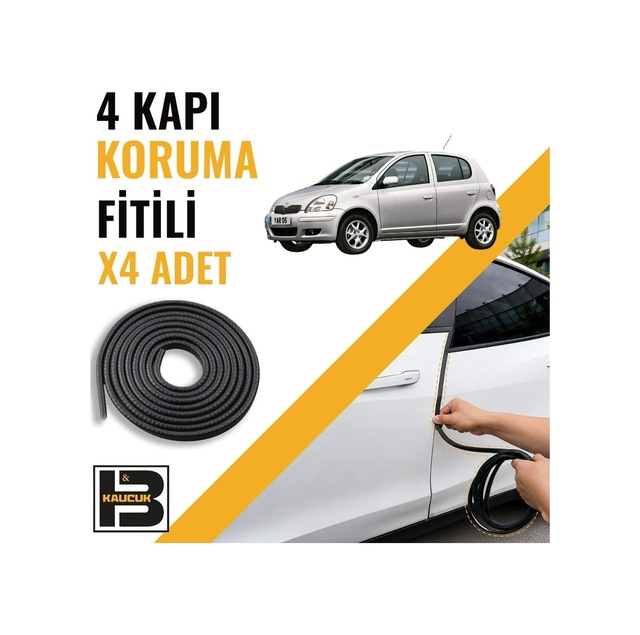 Toyota Yaris 1999-2005 Kapı Koruma Fitili-4 Kapı-siyah-bm2290
