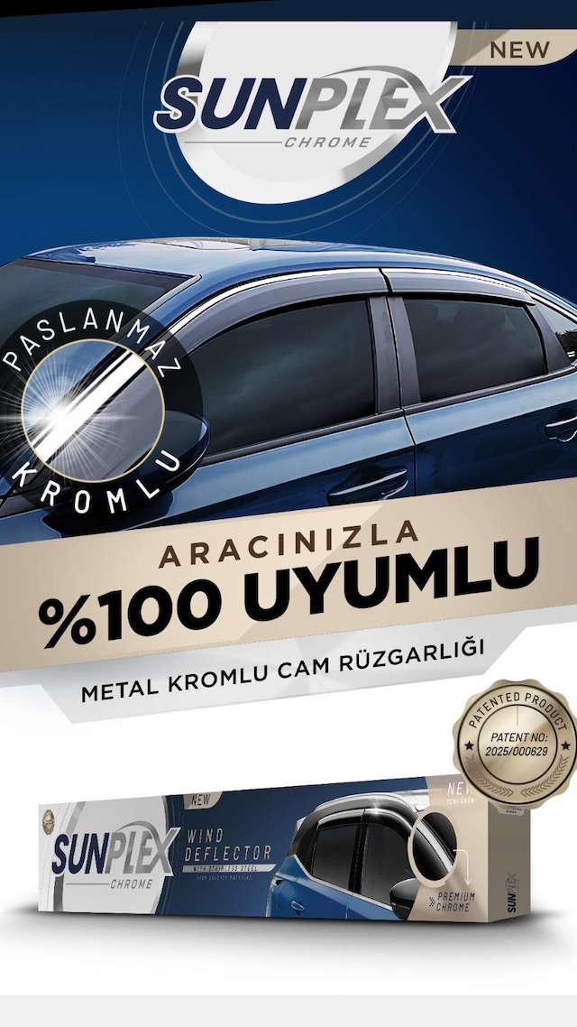 Sunplex Fiat Egea Uyumlu Kromlu Cam Rüzgarlığı 4lü Set