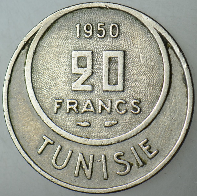 Tunus 20 Frank 1950.