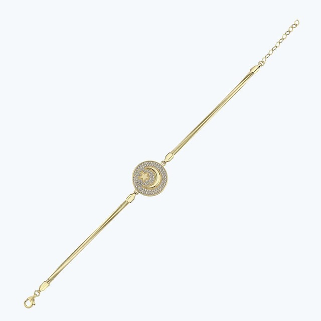 Altınbaş Altın Ay Yıldız Balıksırtı Zincir Bileklik Abl0131-y-25825 Çok Renkli