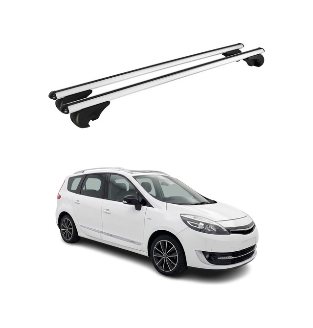 Renault Grand Scenic Iıı 2009-2016 Arası Uyumlu Port Bagaj Taşıyıcı Ara Atkı Alüminyum Gümüş 2 Parça