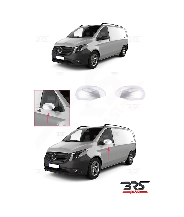 Mercedes Vito W447 Uyumlu 2015 Ve Üzeri Ayna Kapağı 2 Parça Abs Krom Kaplama