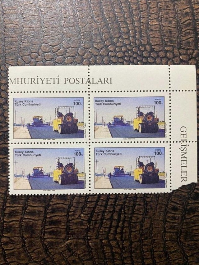 Kktc - Kuzey Kıbrıs Türk Cumhuriyeti - Land Roads Project - Damgasız Mnh 4'lü Blok Pullar Teşhir Ürün